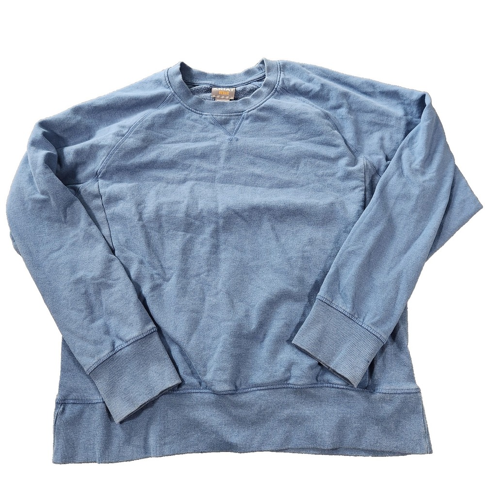 Ariat Rebar Womens L Blue Crewneck Sweatshirt Ribbed Side Panels Zipper Pocket